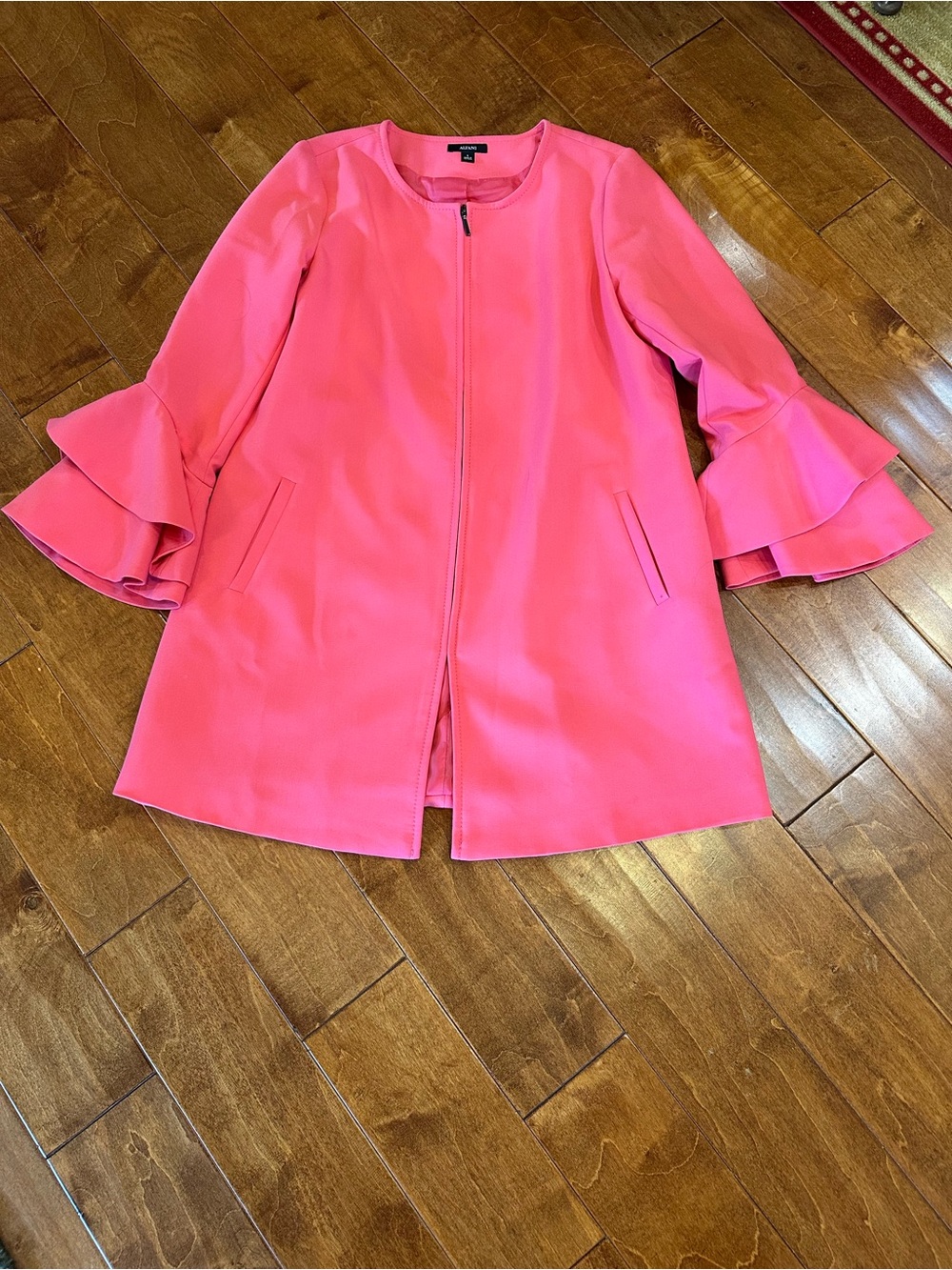 Women's Pink Ruffle-Sleeve Coat
